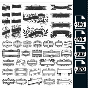 Banner SVG, Banner SVG Bundle, Ribbon Svg, Floral Banner Clipart, Banner Files for Cricut, Cut Files For Silhouette, Vector, Svg, Png, pdf