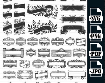 Banner SVG, Banner SVG Bundle, Ribbon Svg, Floral Banner Clipart, Banner Files for Cricut, Cut Files For Silhouette, Vector, Svg, Png, pdf