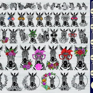 Zebra Svg, Floral Zebra Svg, Funny Zebra svg, Zebra Cut File, Zebra Head Svg, Cute Zebra Svg, Safari Animal, Zoo Animal Svg, Animal Face Svg