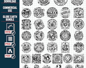 Earth Day Globe SVG Clipart Bundle, Planet Vektor (Digitaler Download)