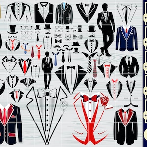 Pakiet Tuxedo SVG, Tuxedo SVG, Clipart garnituru, Pakiet garnituru svg, Plik do cięcia smokingu, Clipart smokingu, Wektor smokingu, Ślub svg, Koszyk garnituru Svg