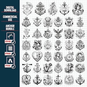 ANCORA SVG BIG Bundle, Clipart di ancoraggio per navi, Svg di ancoraggio per barche, Svg di ruota, Svg nautico, Svg di scheletro, Svg di faro, Clipart di ancoraggio per magliette
