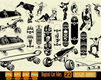 Cut Files For Silhouette Eps Png Skate Board Bottom SVG Vector Dxf Skate Board Clipart Skate Board Files for Cricut Skate Board Svg
