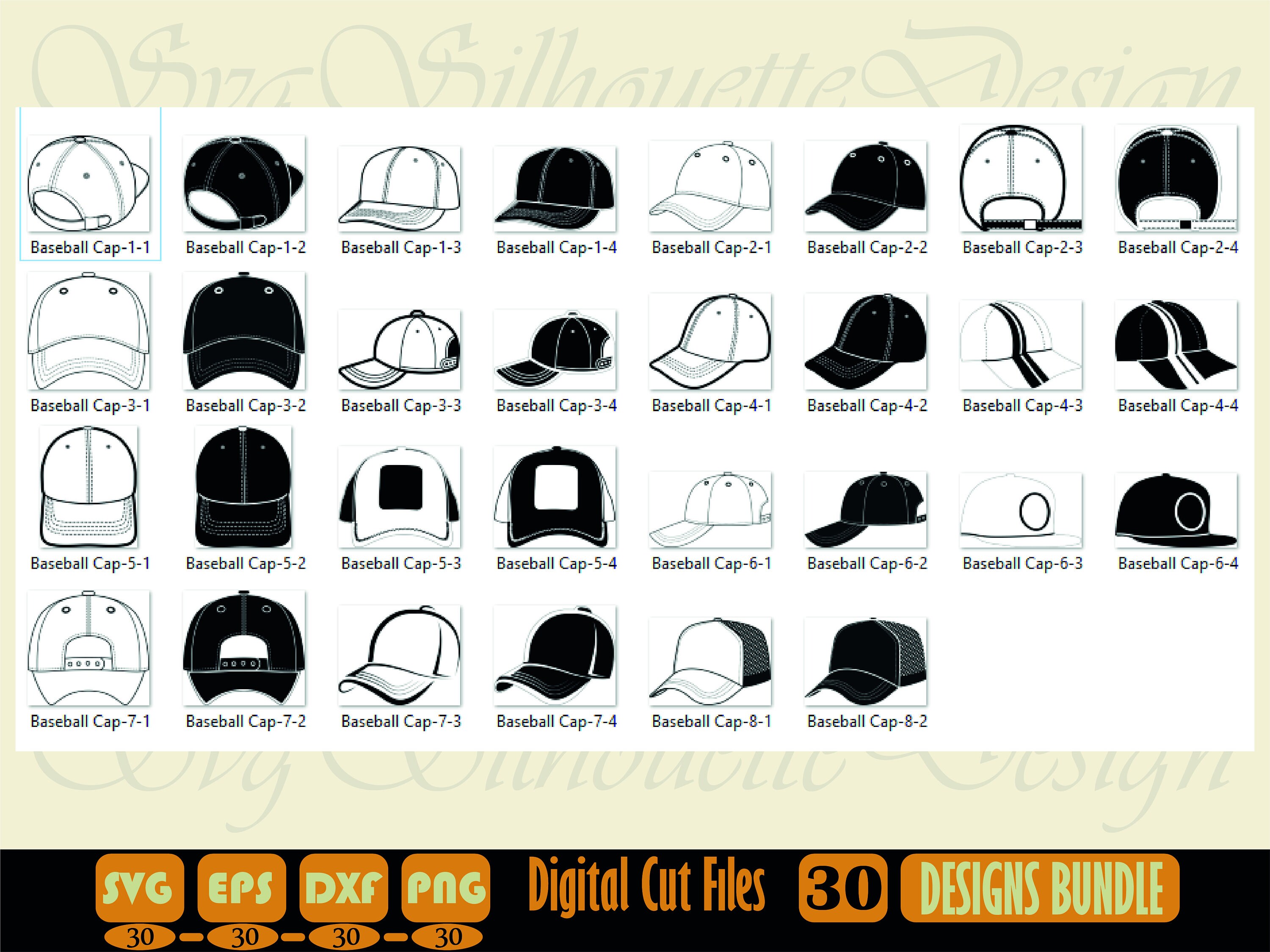 Baseball Cap SVG Bundle Baseball Cap SVG Clipart Cut Files Etsy