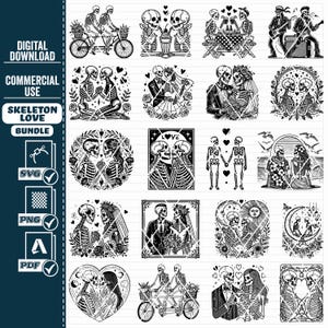 Paquete SVG de esqueleto de amor, clipart de boda (descarga digital) imagen 4