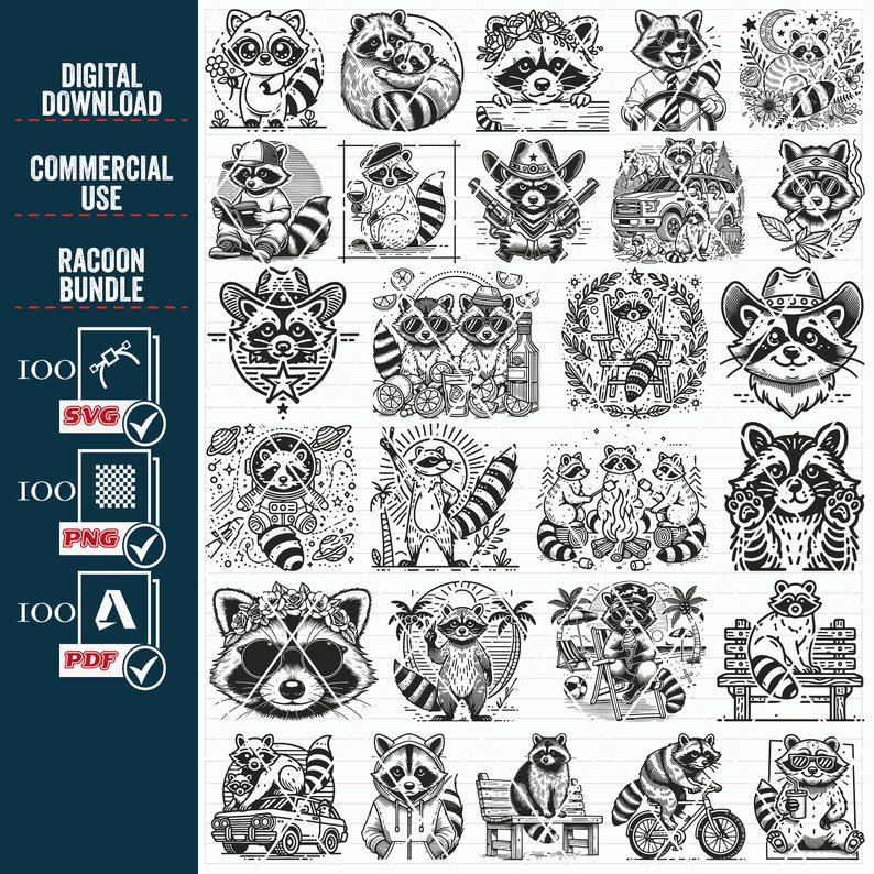 Rascal Svg Raccoon SVG Mega Bundle, Funny Animal Vector (digital Download) - Etsy