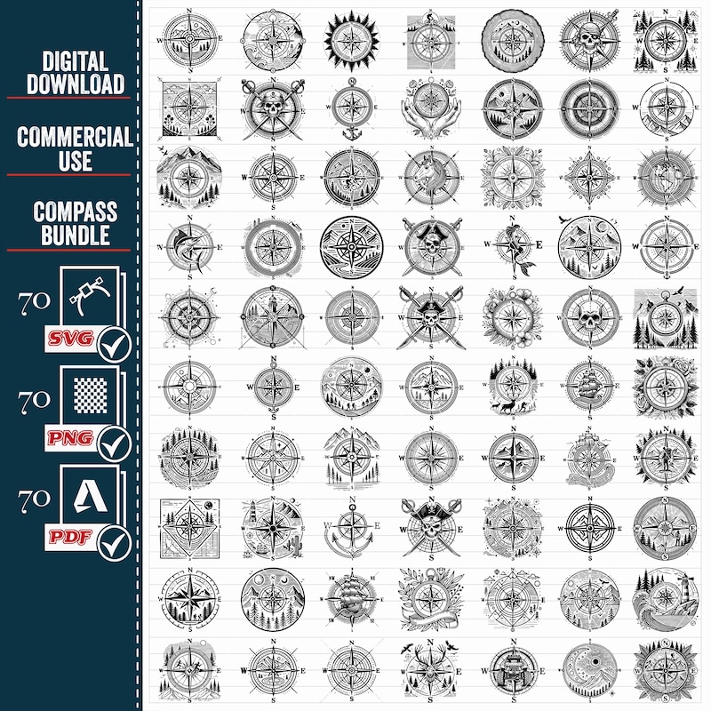 Compass Rose Transfer - Etsy