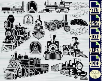 Train SVG, Locomotive Svg, Steam Engine SVG Bundle, Train Clipart, Train Files for Cricut, Train Cut Files For Silhouette, Dxf, Png, Eps