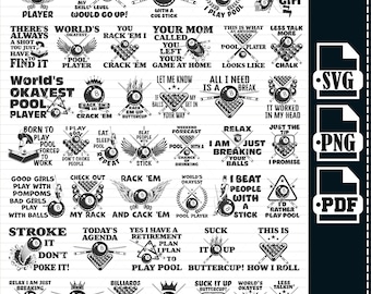 Biljard Svg Bundle, #2, Snooker Svg, Pool Svg, Biljard Clipart, Filer för Cricut, Biljardklippfiler, Flammande Biljardboll Svg, Png pdf