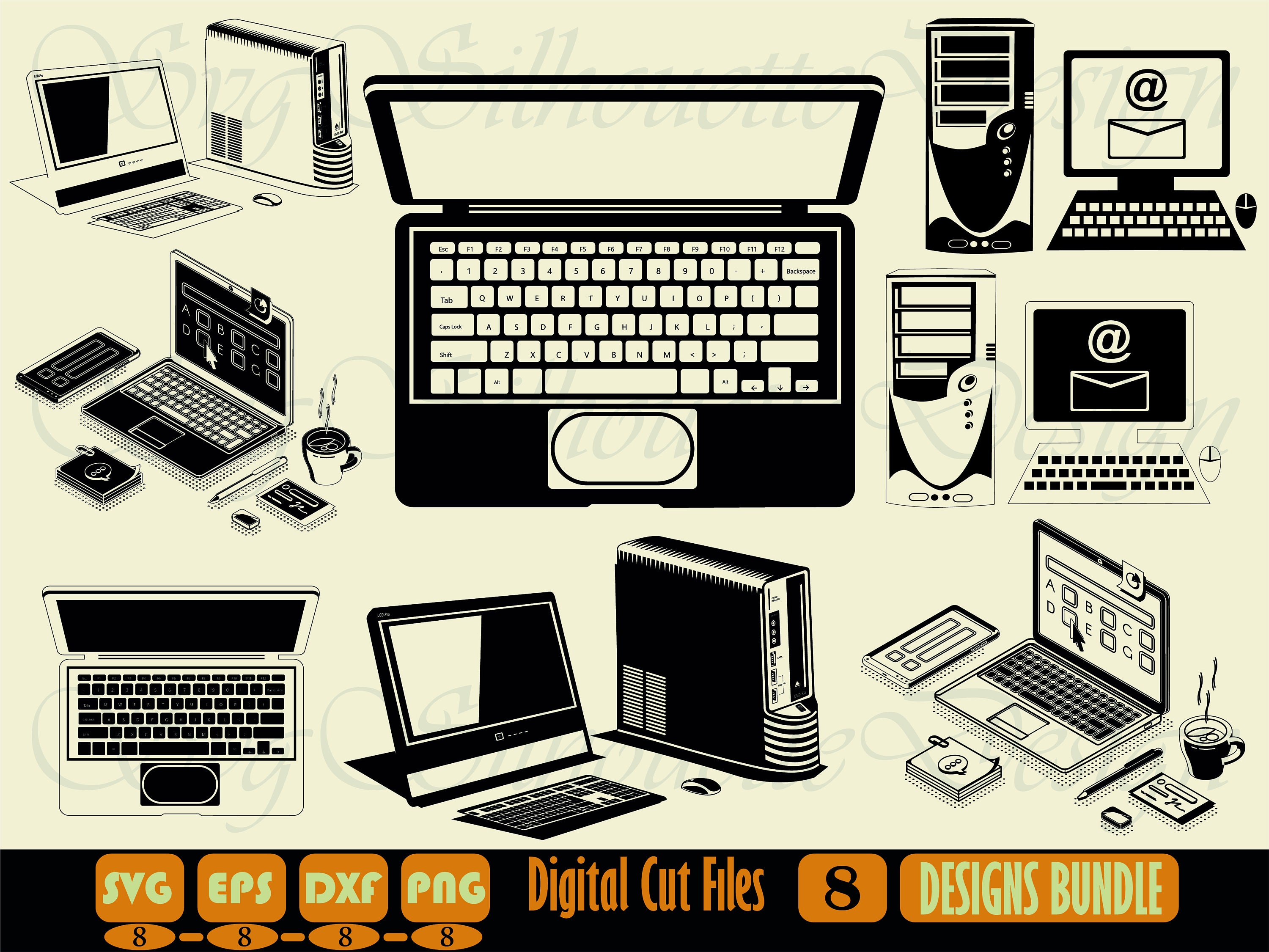 Computer SVG Bundle Laptop SVG Computer Clipart Cut Files | Etsy