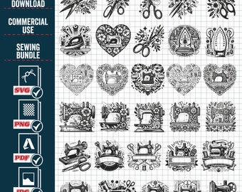 Pacote SVG de máquina de costura floral, arquivos de corte para artesanato (download digital)