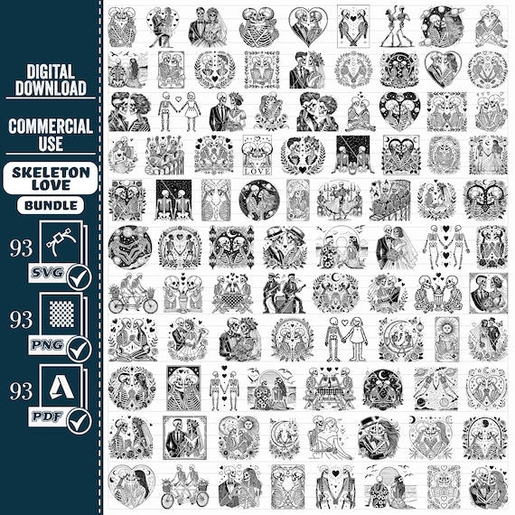Skeleton Love SVG Bundle, Wedding Clipart (Digital Download)