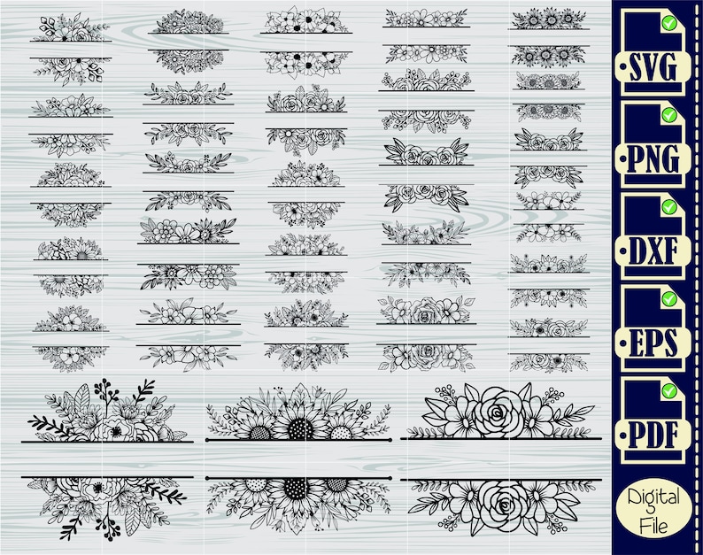 Floral Frame Monogram SVG, Flower Border Cut File (digital Download) - Etsy