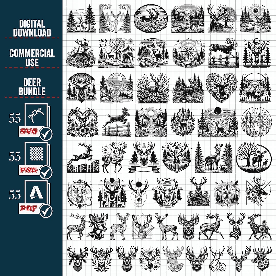 DEER SVG PNG Mega Bundle,#1, Deer in the Forest Svg, Moose Cut Files ...