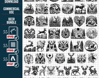 DEER SVG PNG Mega Bundle,#1, Deer in the Forest svg, Moose Cut Files For Cricut, Deer Clipart, Forest Svg, Wilderness Svg, Moose Head Svg