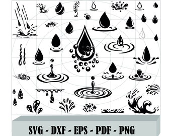 Drop SVG Bundle, Water Drop SVG, Drop Clipart, Drop Cut Files For Silhouette, Files for Cricut, Drop Vector, Svg, Dxf, Drop Png, Eps, Design