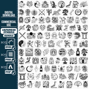 Bundle SVG japonais, Svg de symboles japonais, fichier Japon pour Cricut, Japon SVG, Geisha, Sakura, Ninja svg, Japon Clipart PNG Tshirt Silhouette,