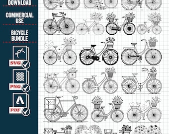 Floral Bicycle SVG, Bike Clipart, Biker Cut Files (Digital Download)