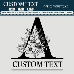 Letra monograma floral personalizada SVG/#3, diseño de letra del alfabeto personalizado/texto personalizado/nombre personalizado/descarga digital de archivos PNG Cricut/