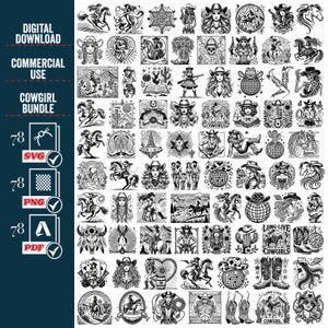 Cowgirl SVG PNG-bundel, cowgirl clipart, cowgirl silhouet, paardrijden svg, paard hoofd svg, paard meisje svg, land meisje svg, cowgirl, pdf