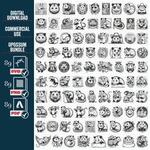 OPOSSUM SVG Png Mega Bundle, Svg drôle d'opossum, des cliparts d'opossum, mignon d'opossum Svg, des cliparts d'opossum, opossum Svg, opossum Cricut Svg, vecteur,