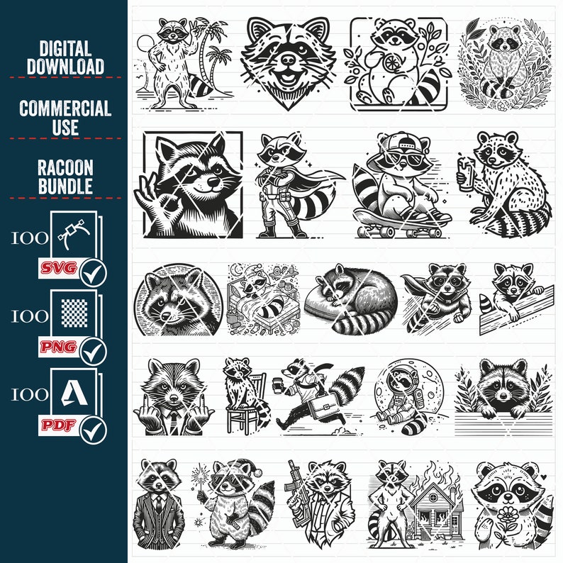 Rascal Svg Raccoon SVG Mega Bundle, Funny Animal Vector (digital Download) - Etsy