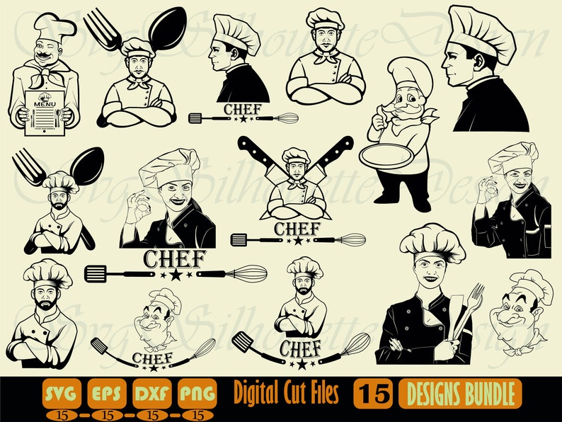 Chef Eps Chef Files for Cricut Chef Vector Chef Png Chef Cut Files For Silhouette Cook Svg Cooking Chef Dxf Chef SVG Chef Clipart