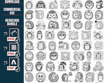 Floral Hedgehog SVG Mega Bundle, Forest Animals (Digital Download)