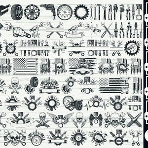 Mechanic SVG Mega Bundle#1, Mechanic Logo SVG Naprawa, Mechanic Skull SVG, Clipart, Pliki dla Cricut, Mechanic Tools Pliki do cięcia dla sylwetki