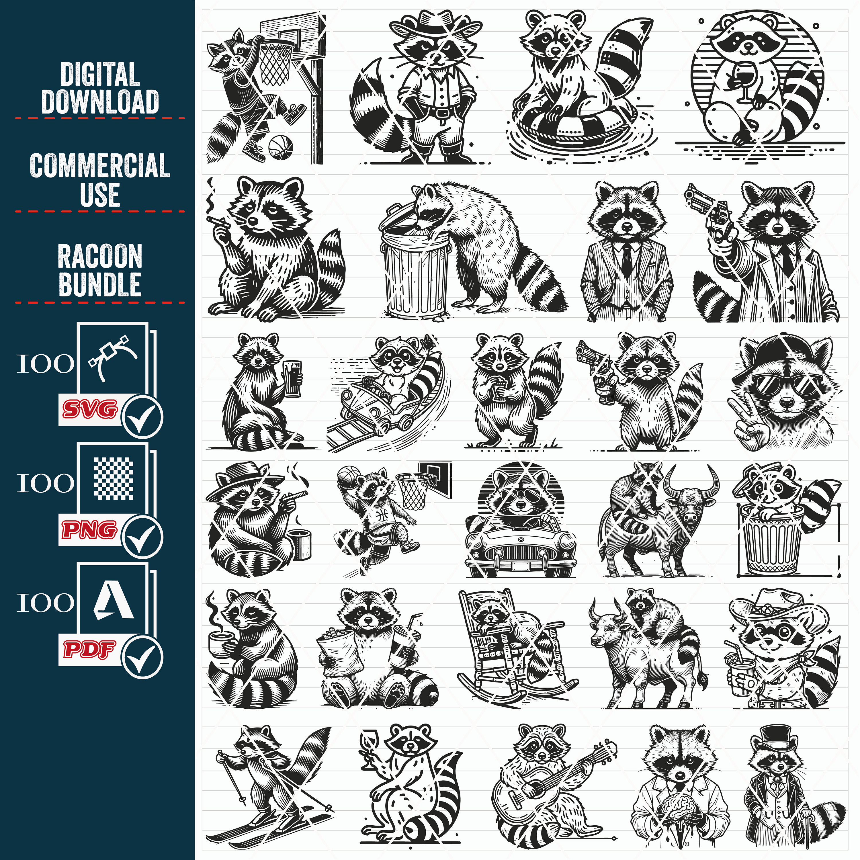 Svg Racoon Rabid Raccoon SVG Mega Bundle, Funny Animal Vector (digital Download) - Etsy