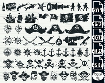 Pirate Svg, Pirate SVG, Skull Svg, Pirate Clipart, Pirate Files for Cricut, Pirate Cut Files For Silhouette, Pirate Ship Dxf, Png, Vector