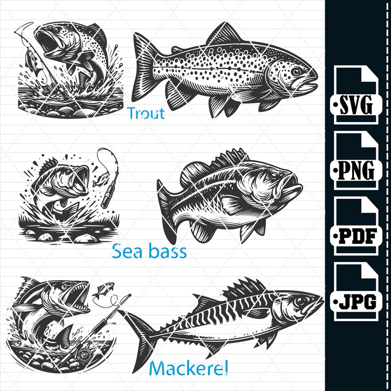 Fishing SVG Bundle, Bass, Ocean Animal Clipart (svg, Png, Jpg) - Etsy