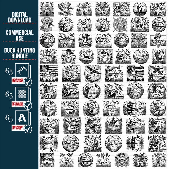 Duck Hunting SVG PNG Bundle, Outdoor Scene Cut Files (Digital Download)