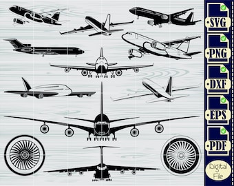 Airplane SVG Bundle, Passenger Airplane SVG, Airplane Clipart, Cut Files For Silhouette, Files for Cricut, Vector,Design, Aircraft Svg, Png,