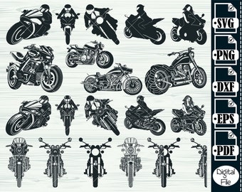 Clipart SVG de motocicleta, chica motociclista, archivos de corte (descarga digital)