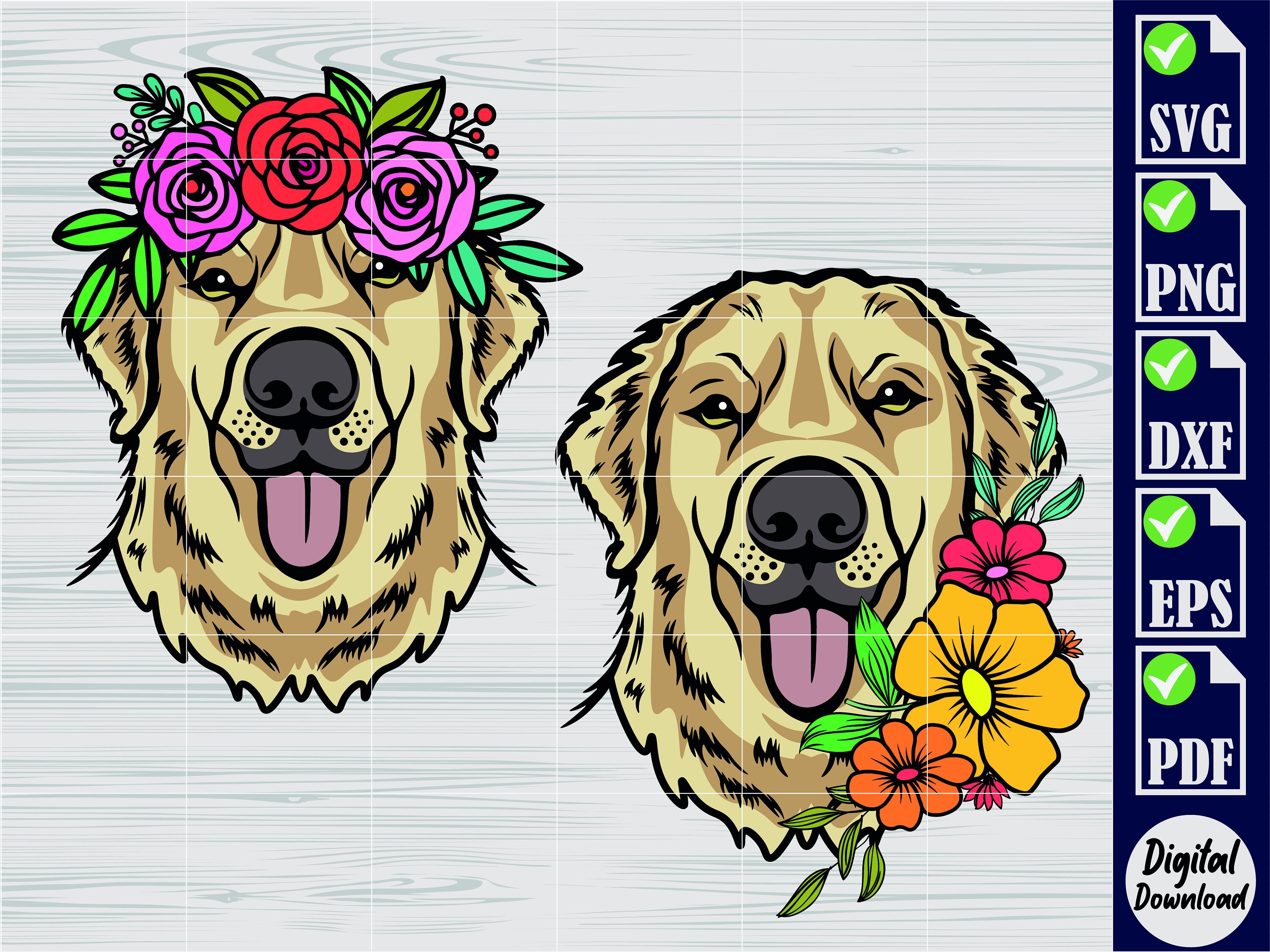 Golden Retriever SVG 2 Golden Svg Dog Svg Files for Cricut - Etsy