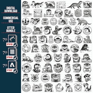 SÜSSE OTTER SVG Png Mega Bundle, Cricut Otter SVG, Otter Clipart, Meerestierliebhaber, Otter SVG Schwarzweiß, Kommerzielle Nutzung, Otter Vektor