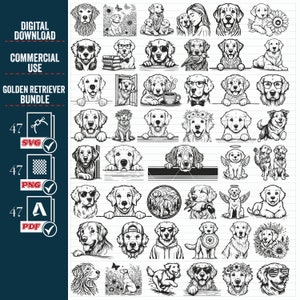 GOLDEN RETRIEVER SVG png grote bundel, gluren baby golden retriever svg, Goldie clipart, Cricut, grappig, download, vectorsnede, t-shirtontwerp