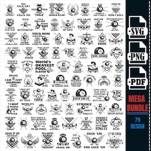 Bilhar Svg Mega Bundle, #1, Snooker Svg, Pool Svg, Clipart de Bilhar, Arquivos para Cricut, Arquivos de Corte de Bilhar, Bola de Bilhar Flamejante Svg Png