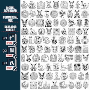 Känguru SVG PNG Bundle, Känguru mit Blumenkrone SVG, Känguru Schnittdatei, Tiergesicht, Blumenkrone, Blumen auf dem Kopf, Australien svg