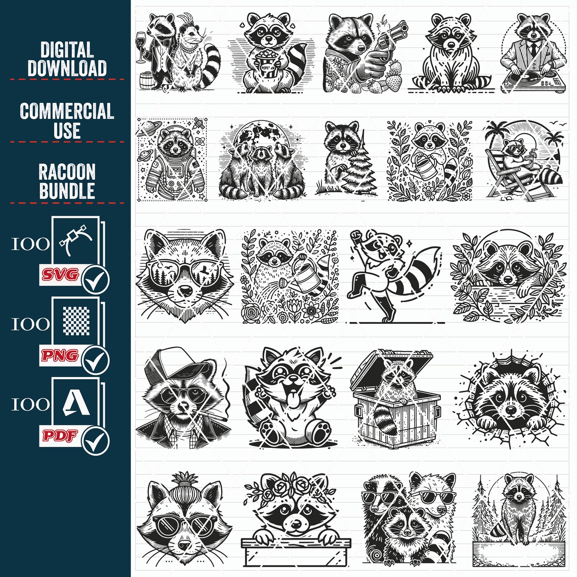 Svg Racoon Rabid Raccoon SVG Mega Bundle, Funny Animal Vector (digital Download) - Etsy