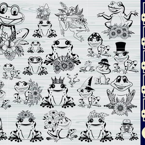 Jolie grenouille SVG, # 3, floral grenouille, chapeau grenouille en champignon, grenouille avec couronne svg, Svg champignon magique, clipart grenouille, SVG pour Cricut et Silhouette