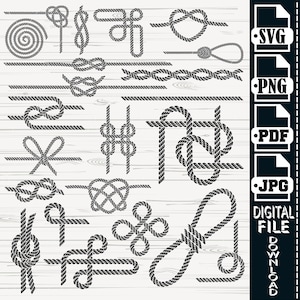 Nautical Rope Knot SVG Bundle, Maritime Vector Clipart (Digital Files)