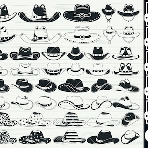 Pacchetto SVG cappello da cowboy, file di taglio cappello da cowboy, clipart cappello da cowboy, silhouette cappello da cowboy, file di taglio SVG cappello da cowgirl, paese, western svg