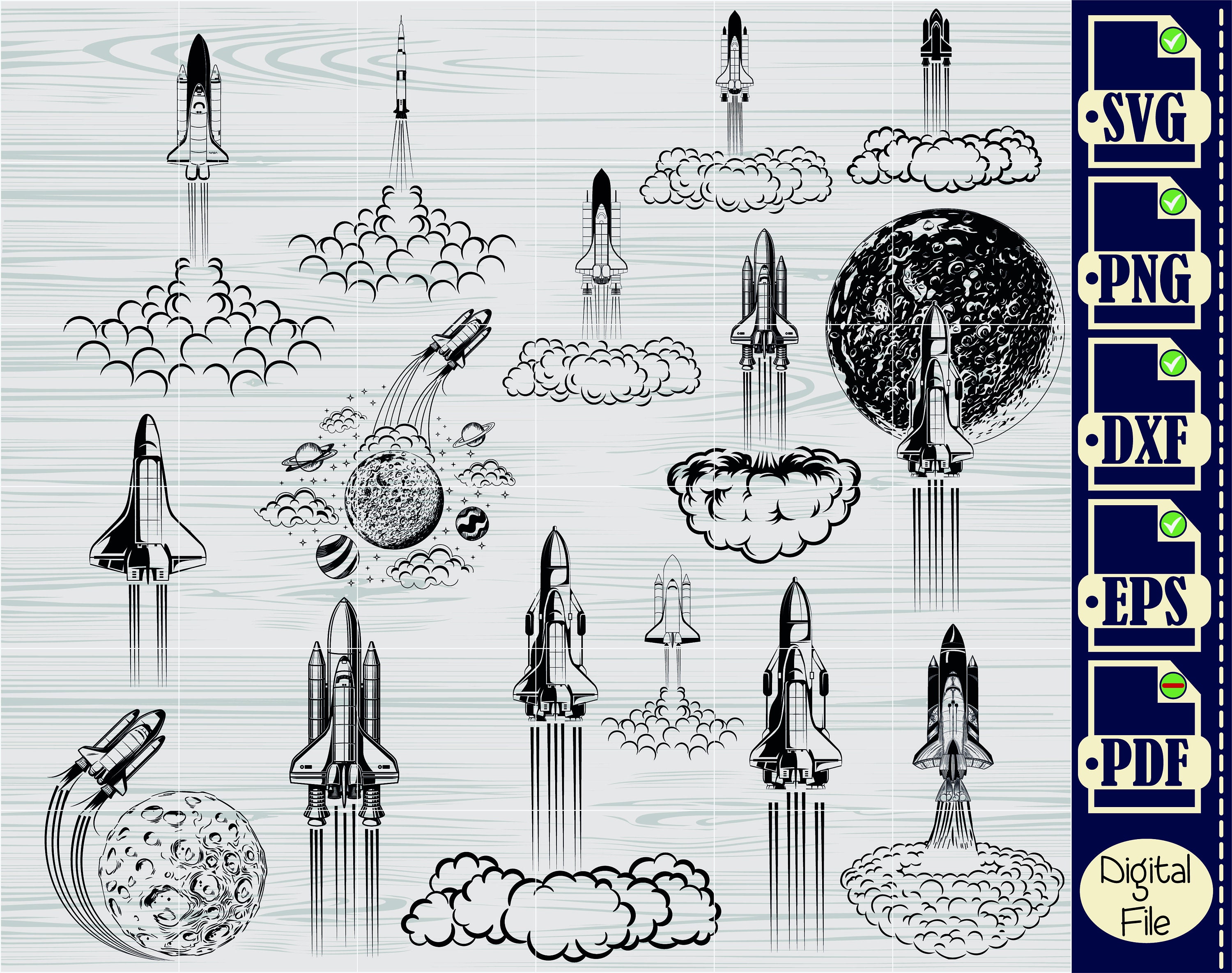 Rocketship SVG, Spacecraft SVG Bundle, Space Svg, Clipart, Cut Files ...