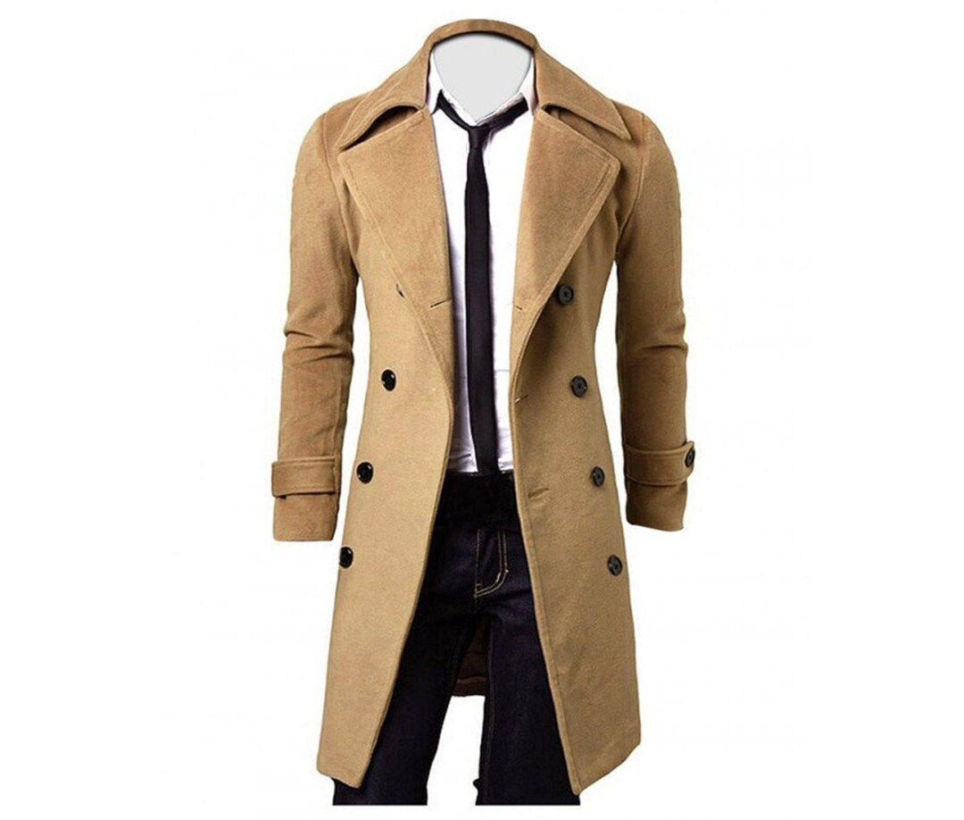Mens Full Length Brown Overcoat Mac Jacket Wool Overcoat Male - Etsy