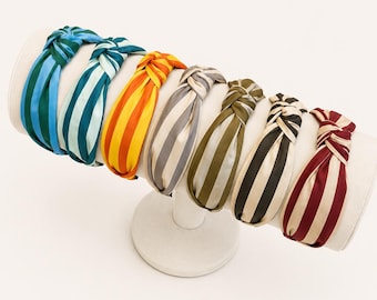 Autumn Stripe Cotton Low Profile Top Knot Headbands | House of Colour