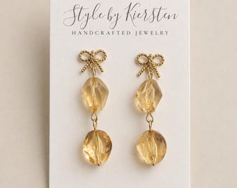 Amber/Yellow Bead and Bow Dangles | Spring and Autumn Colors | House of Colour