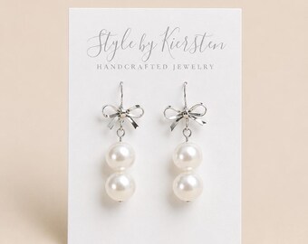 White Pearl and Bow Dangles | Summer Colors | House of Colour