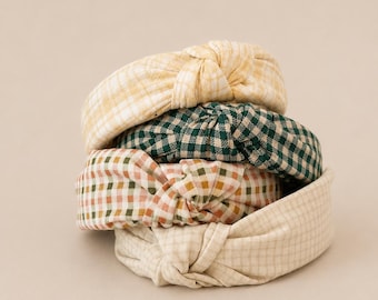 Warm Plaid Fabric Low Profile Top Knot Headbands | House of Colour